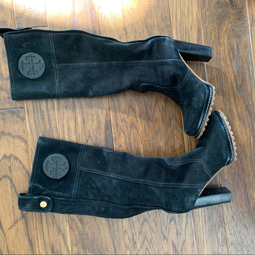 Tory Burch Black Suede Heeled Boots